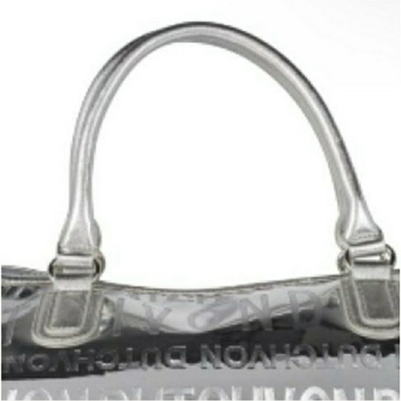 NWT! Von Dutch Metallic Silver Mirrored Weekender Gym Duffel Bag (Retail $379) - Picture 9 of 15